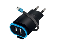 FOREVER TC-02 2xUSB 2.4A + kabel USB-C czarna - 1390290 - zdjęcie 1